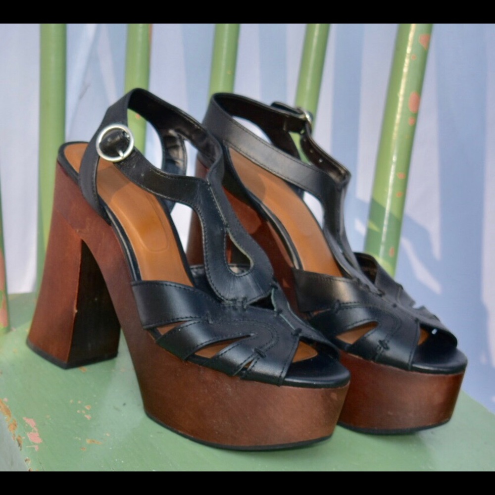 Zara platform chunky wood heels